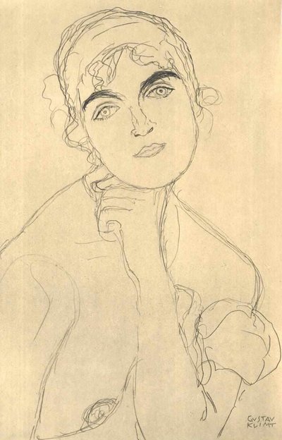 Bust from the Front by Gustav Klimt